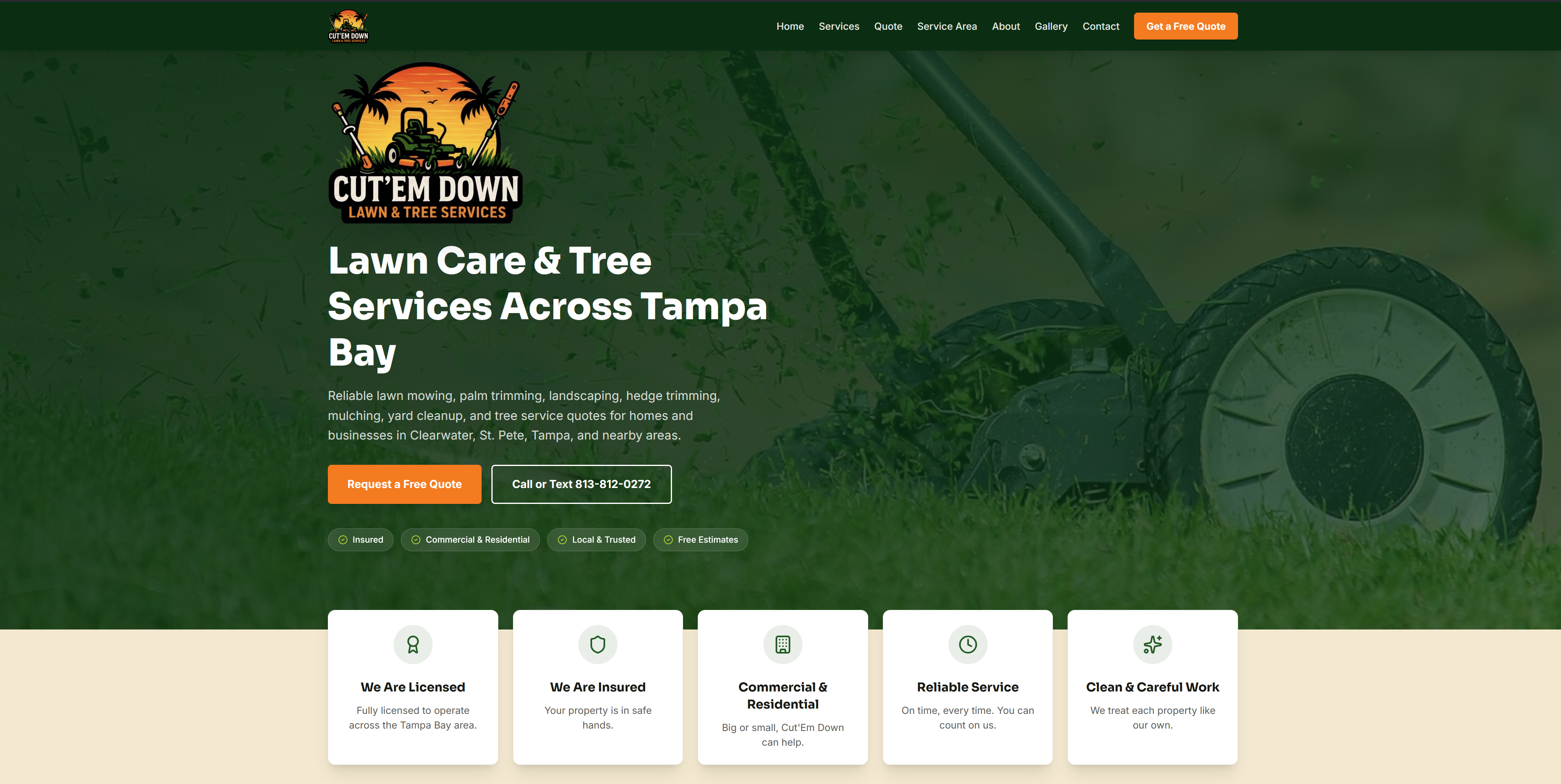 Cut'Em Down Lawn & Tree desktop website