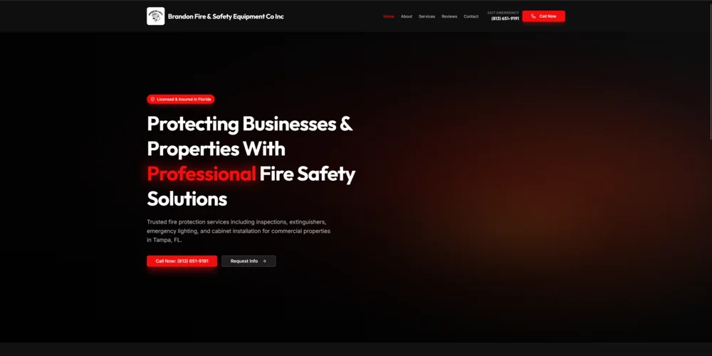 Brandon Fire & Safety desktop website