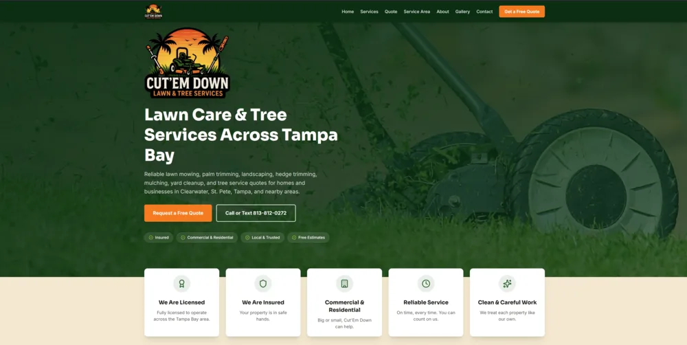 Cut'Em Down Lawn & Tree desktop website