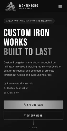 Montenegro Iron Works mobile website