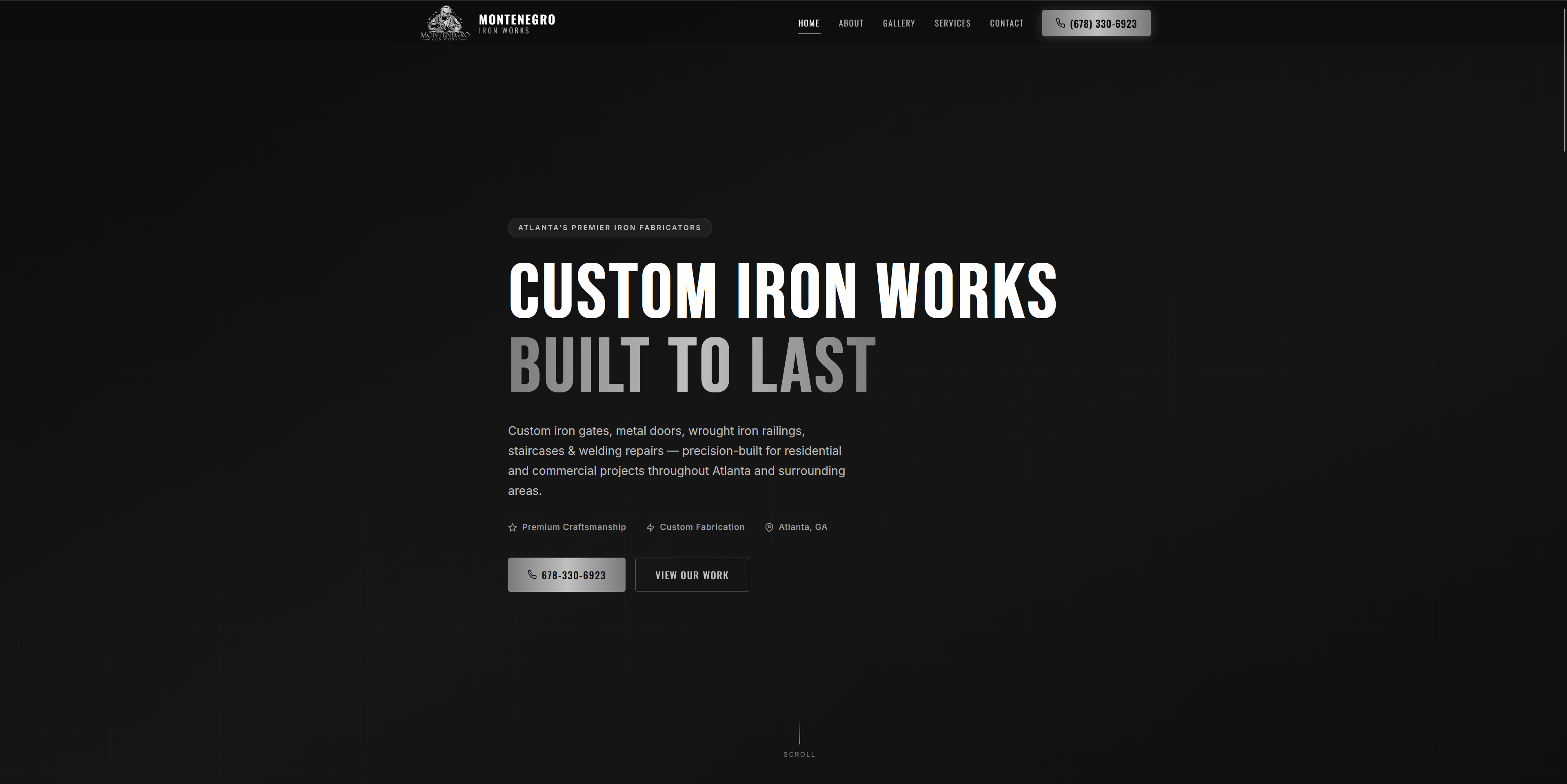 Montenegro Iron Works desktop website