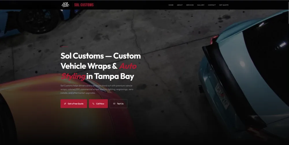 Sol Customs desktop website