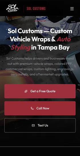 Sol Customs mobile website